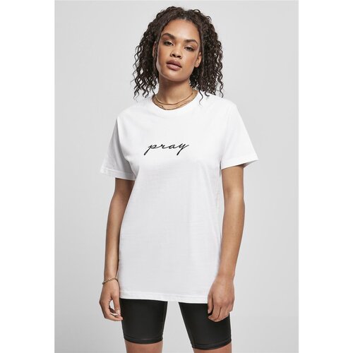 Mister Tee Ladies Pray EMB Tee white M