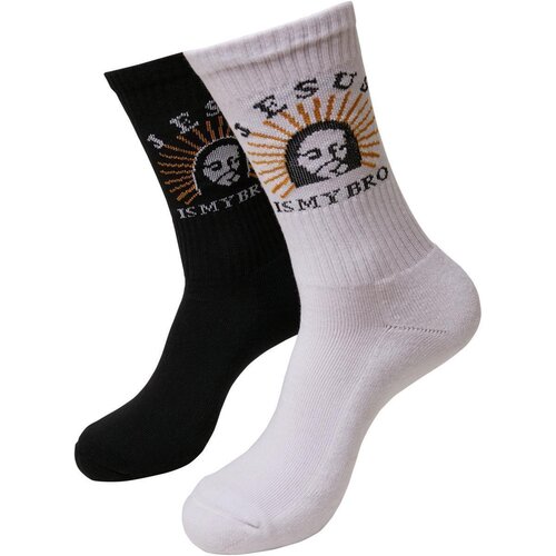 Mister Tee Jesus Is My Bro Socks 2-Pack black/white 47-50