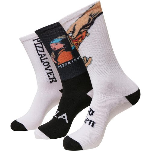 Mister Tee Pizza Art Socks 3-Pack black/white/teal 35-38