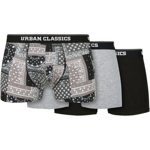 Urban Classics Organic Boxer Shorts 3-Pack bandana grey+grey+black XS