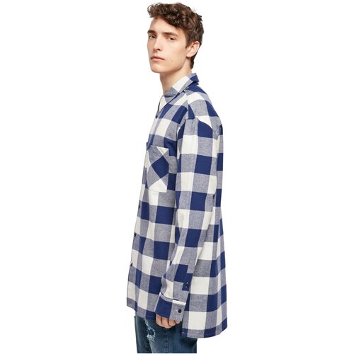 Urban Classics Long Oversized Checked Shirt darkblue/cream M