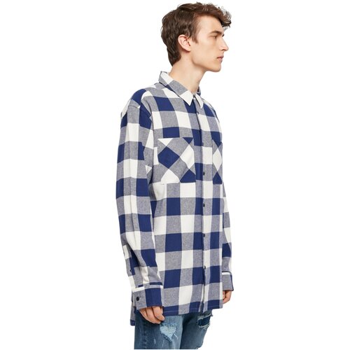 Urban Classics Long Oversized Checked Shirt darkblue/cream M