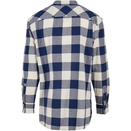 Urban Classics Long Oversized Checked Shirt darkblue/cream M