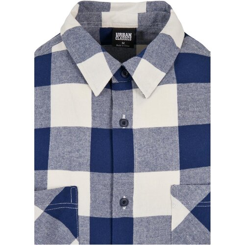 Urban Classics Long Oversized Checked Shirt darkblue/cream M