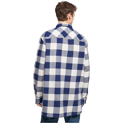 Urban Classics Long Oversized Checked Shirt darkblue/cream M