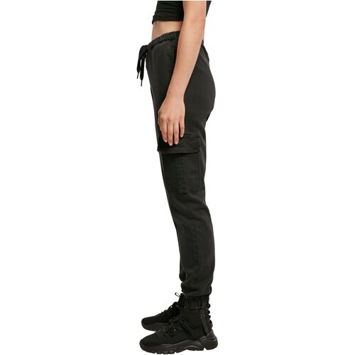 Urban Classics Ladies Knitted Denim High Waist Cargo Pants black S