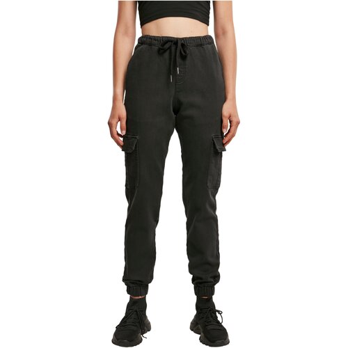 Urban Classics Ladies Knitted Denim High Waist Cargo Pants black S