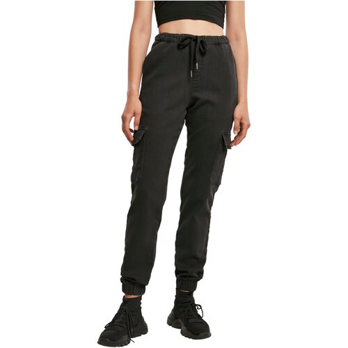 Urban Classics Ladies Knitted Denim High Waist Cargo Pants black XS