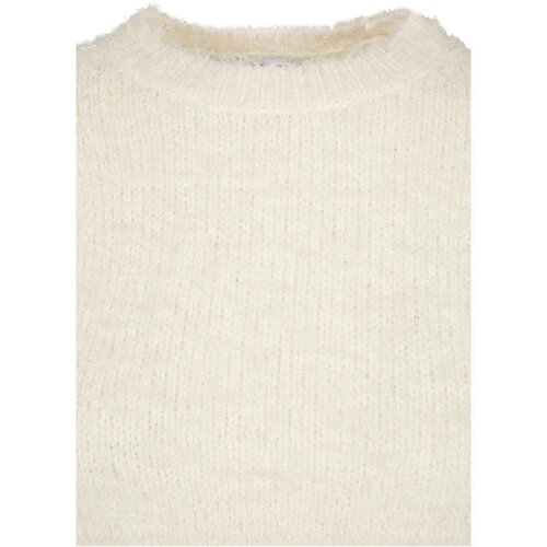 Urban Classics Ladies Cropped Feather Sweater whitesand 3XL