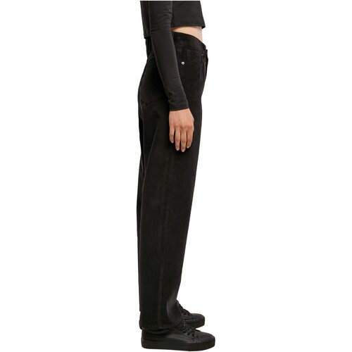 Urban Classics Ladies High Waist 90S Wide Leg Corduroy Pants black 28