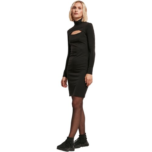 Urban Classics Ladies Stretch Jersey Cut-Out Turtleneck Dress black L