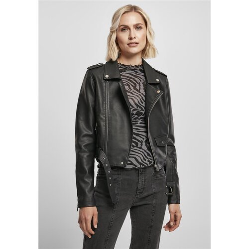Urban Classics Ladies Synthetic Leather Belt Biker Jacket