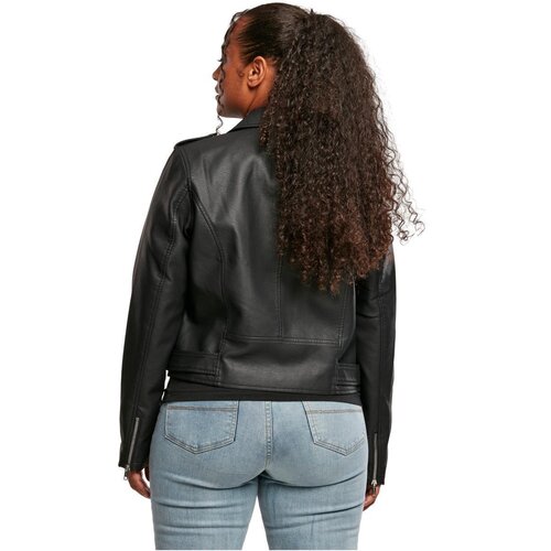 Urban Classics Ladies Synthetic Leather Belt Biker Jacket black XL