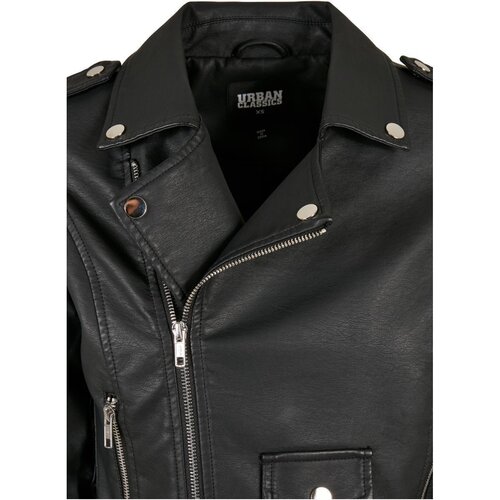 Urban Classics Ladies Synthetic Leather Belt Biker Jacket black XL