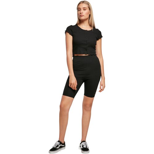 Urban Classics Ladies High Waist Lace Inset Cycle Shorts black S