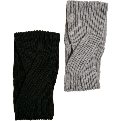Urban Classics Knitted Headband 2-Pack black/grey one size