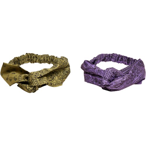 Urban Classics Bandana Print Headband 2-Pack lilac/olive one size