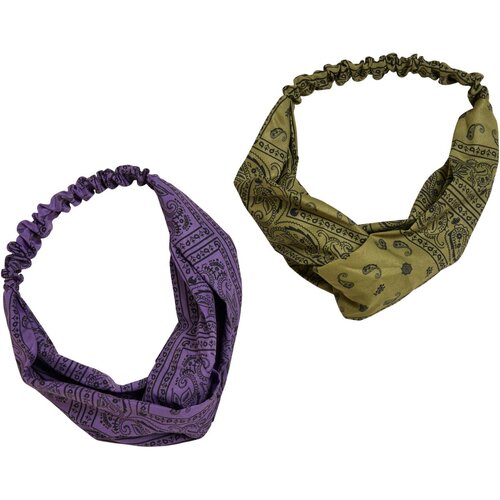 Urban Classics Bandana Print Headband 2-Pack lilac/olive one size