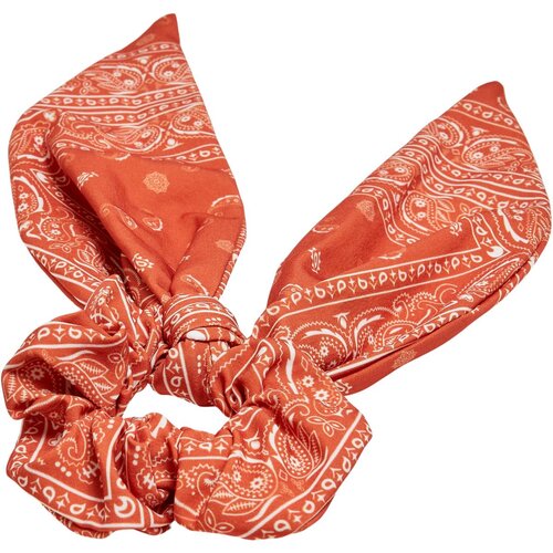 Urban Classics Bandana Print Scrunchies With XXL Bow 2-Pack orange/black one size