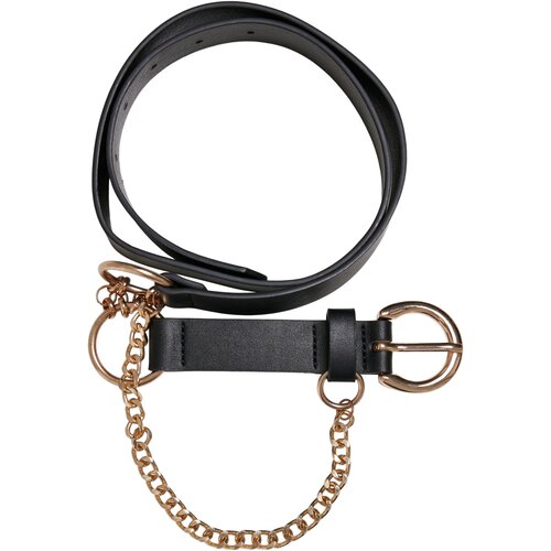 Urban Classics Synthetic Leather Belt With Chain black/gold L/XL