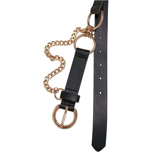 Urban Classics Synthetic Leather Belt With Chain black/gold L/XL