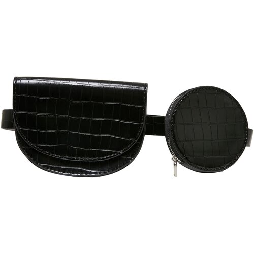 Urban Classics Croco Synthetic Leather Double Beltbag black one size