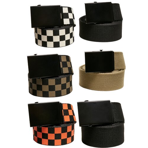 Urban Classics Check And Solid Canvas Belt 2-Pack