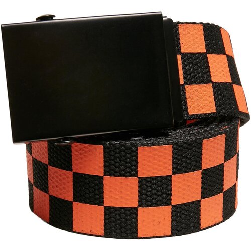 Urban Classics Check And Solid Canvas Belt 2-Pack black/orange L/XL