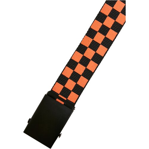 Urban Classics Check And Solid Canvas Belt 2-Pack black/orange S/M