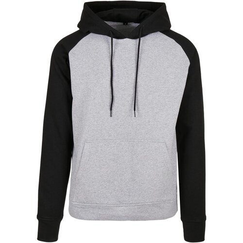 Build your Brand Basic Raglan Hoody h.grey/blk 3XL