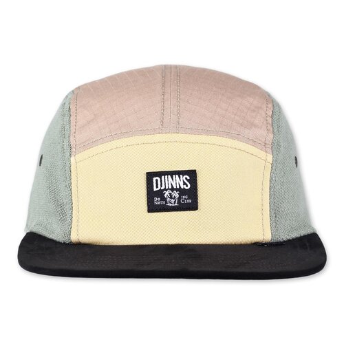 Djinns 5 Panel Flat Cap Mix Fabrics multi khaki