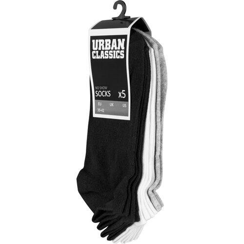 Urban Classics No Show Socks 5-Pack blk/wht/gry 43-46