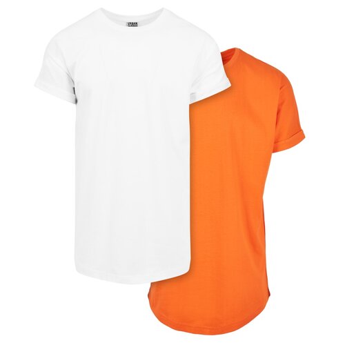 Urban Classics Pre-Pack Long Shaped Turnup Tee white+mandarin S